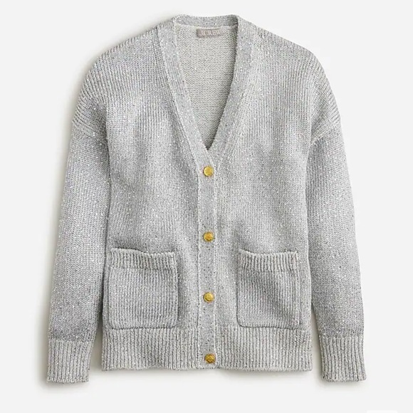 J Crew Sequin V-neck cardigan sweater Size Small - Picture 1 of 15